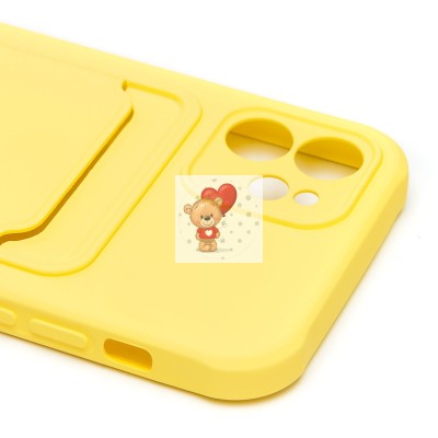 Чехол-накладка для Apple iPhone 12 (желтый) - SC304 с картхолдером