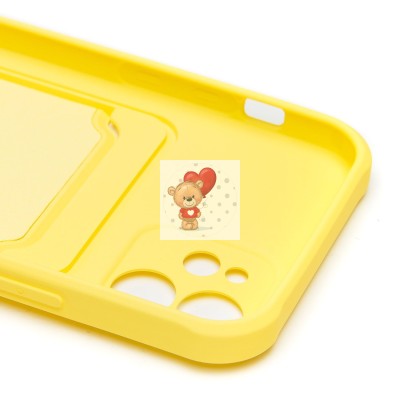 Чехол-накладка для Apple iPhone 12 (желтый) - SC304 с картхолдером