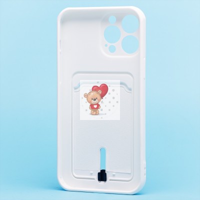 Чехол-накладка для Apple iPhone 13 Pro Max (белый) - SC304 с картхолдером