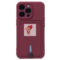 Чехол-накладка для Apple iPhone 13 Pro (бордовый) - SC304 с картхолдером