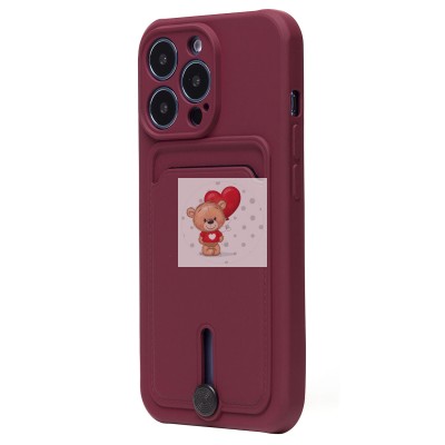 Чехол-накладка для Apple iPhone 13 Pro (бордовый) - SC304 с картхолдером