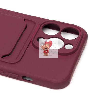 Чехол-накладка для Apple iPhone 13 Pro (бордовый) - SC304 с картхолдером