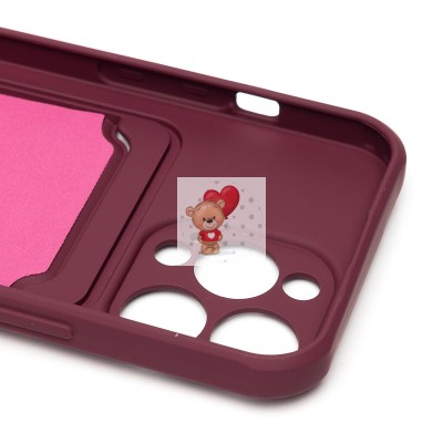 Чехол-накладка для Apple iPhone 13 Pro (бордовый) - SC304 с картхолдером