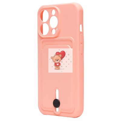 Чехол-накладка для Apple iPhone 13 Pro (светло-розовый) - SC304 с картхолдером