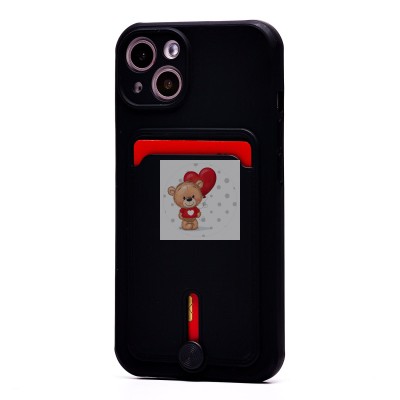 Чехол-накладка для Apple iPhone 13 (черный) - SC304 с картхолдером