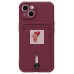 Чехол-накладка для Apple iPhone 13 (бордовый) - SC304 с картхолдером