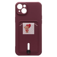Чехол-накладка для Apple iPhone 14 Plus (бордовый) - SC304 с картхолдером