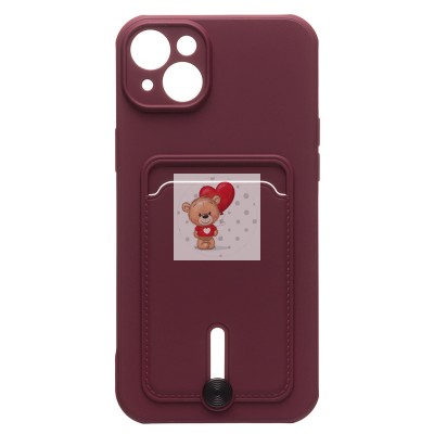 Чехол-накладка для Apple iPhone 14 Plus (бордовый) - SC304 с картхолдером Чехол-накладка для Apple iPhone 14 Plus (бордовый) - SC304 с картхолдером
