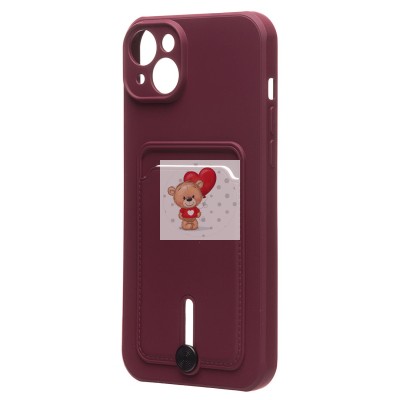 Чехол-накладка для Apple iPhone 14 Plus (бордовый) - SC304 с картхолдером Чехол-накладка для Apple iPhone 14 Plus (бордовый) - SC304 с картхолдером