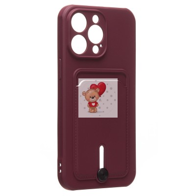 Чехол-накладка для Apple iPhone 14 Pro Max (бордовый) - SC304 с картхолдером Чехол-накладка для Apple iPhone 14 Pro Max (бордовый) - SC304 с картхолдером