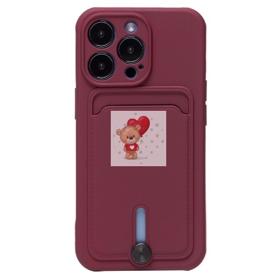 Чехол-накладка для Apple iPhone 14 Pro (бордовый) - SC304 с картхолдером