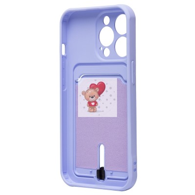 Чехол-накладка для Apple iPhone 14 Pro (светло-фиолетовый) - SC304 с картхолдером