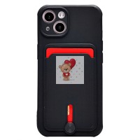 Чехол-накладка для Apple iPhone 14 (черный) - SC304 с картхолдером