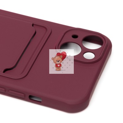 Чехол-накладка для Apple iPhone 14 (бордовый) - SC304 с картхолдером