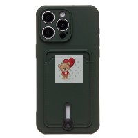 Чехол-накладка для Apple iPhone 15 Pro Max (темно-зеленый) - SC304 с картхолдером