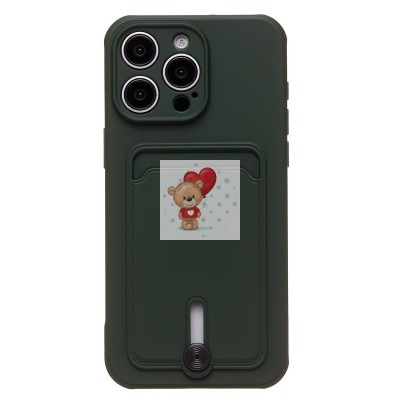 Чехол-накладка для Apple iPhone 15 Pro Max (темно-зеленый) - SC304 с картхолдером