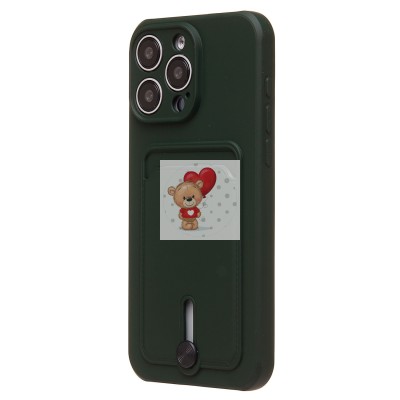 Чехол-накладка для Apple iPhone 15 Pro Max (темно-зеленый) - SC304 с картхолдером