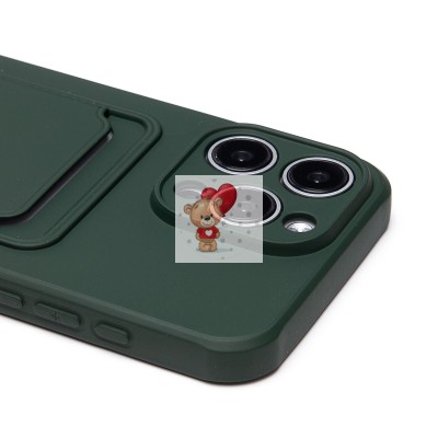 Чехол-накладка для Apple iPhone 15 Pro Max (темно-зеленый) - SC304 с картхолдером