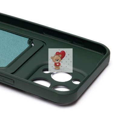 Чехол-накладка для Apple iPhone 15 Pro Max (темно-зеленый) - SC304 с картхолдером