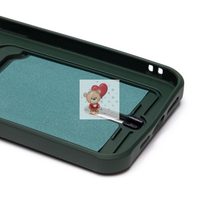 Чехол-накладка для Apple iPhone 15 Pro Max (темно-зеленый) - SC304 с картхолдером