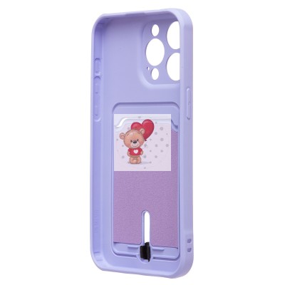 Чехол-накладка для Apple iPhone 15 Pro Max (светло-фиолетовый) - SC304 с картхолдером