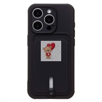 Чехол-накладка для Apple iPhone 15 Pro (черный) - SC304 с картхолдером