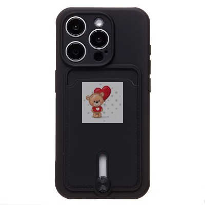 Чехол-накладка для Apple iPhone 15 Pro (черный) - SC304 с картхолдером