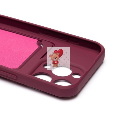 Чехол-накладка для Apple iPhone 15 Pro (бордовый) - SC304 с картхолдером