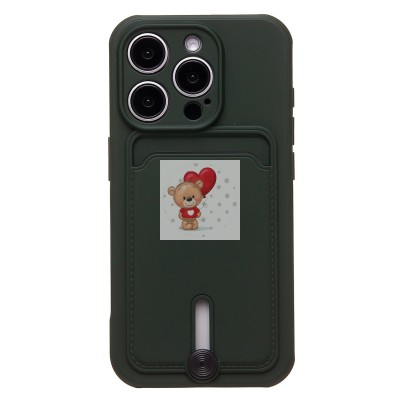 Чехол-накладка для Apple iPhone 15 Pro (темно-зеленый) - SC304 с картхолдером