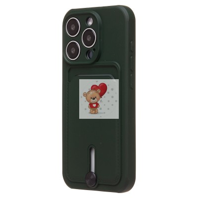 Чехол-накладка для Apple iPhone 15 Pro (темно-зеленый) - SC304 с картхолдером Чехол-накладка для Apple iPhone 15 Pro (темно-зеленый) - SC304 с картхолдером