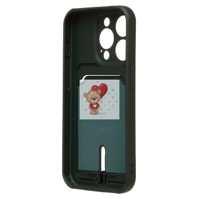 Чехол-накладка для Apple iPhone 15 Pro (темно-зеленый) - SC304 с картхолдером Чехол-накладка для Apple iPhone 15 Pro (темно-зеленый) - SC304 с картхолдером