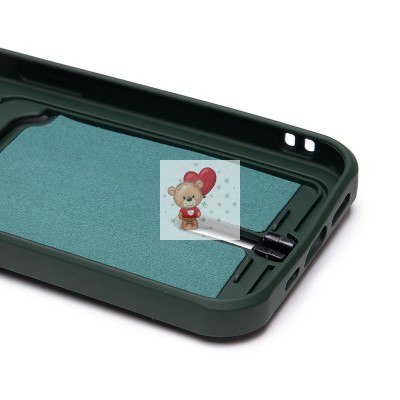 Чехол-накладка для Apple iPhone 15 Pro (темно-зеленый) - SC304 с картхолдером Чехол-накладка для Apple iPhone 15 Pro (темно-зеленый) - SC304 с картхолдером