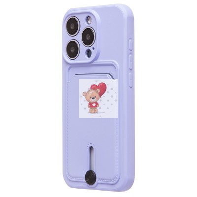Чехол-накладка для Apple iPhone 15 Pro (светло-фиолетовый) - SC304 с картхолдером