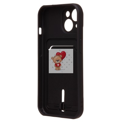 Чехол-накладка для Apple iPhone 15 (черный) - SC304 с картхолдером