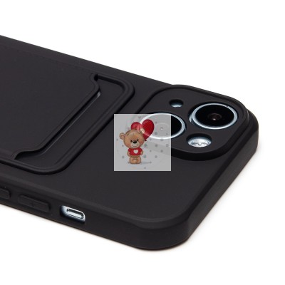Чехол-накладка для Apple iPhone 15 (черный) - SC304 с картхолдером