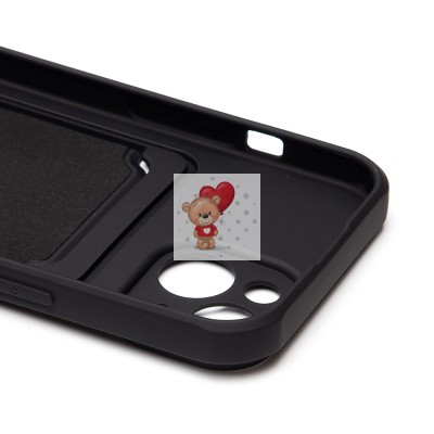 Чехол-накладка для Apple iPhone 15 (черный) - SC304 с картхолдером