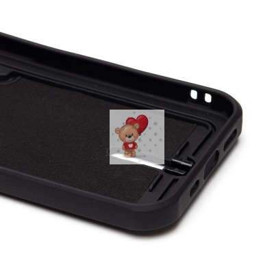 Чехол-накладка для Apple iPhone 15 (черный) - SC304 с картхолдером