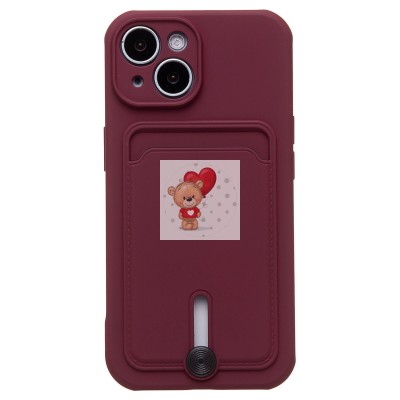 Чехол-накладка для Apple iPhone 15 (бордовый) - SC304 с картхолдером Чехол-накладка для Apple iPhone 15 (бордовый) - SC304 с картхолдером