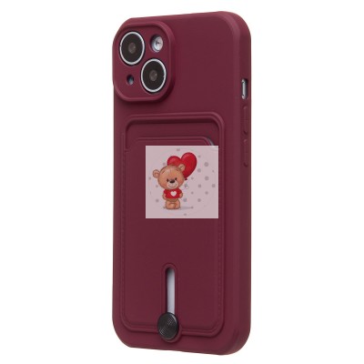 Чехол-накладка для Apple iPhone 15 (бордовый) - SC304 с картхолдером Чехол-накладка для Apple iPhone 15 (бордовый) - SC304 с картхолдером