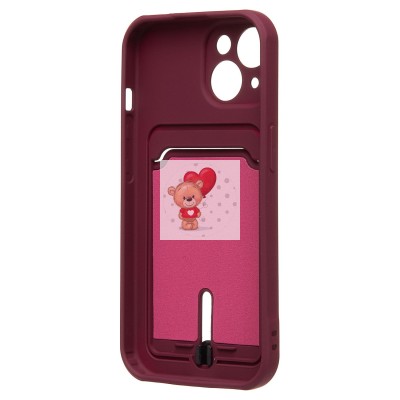 Чехол-накладка для Apple iPhone 15 (бордовый) - SC304 с картхолдером Чехол-накладка для Apple iPhone 15 (бордовый) - SC304 с картхолдером