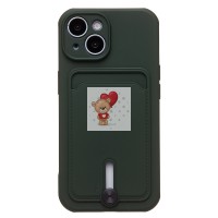 Чехол-накладка для Apple iPhone 15 (темно-зеленый) - SC304 с картхолдером Чехол-накладка для Apple iPhone 15 (темно-зеленый) - SC304 с картхолдером