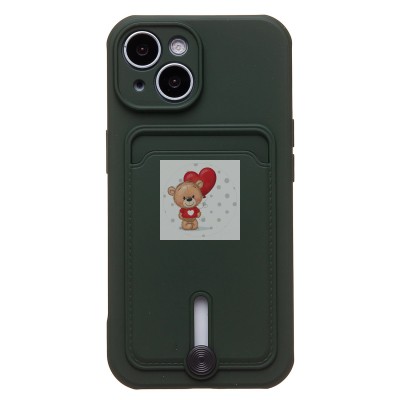Чехол-накладка для Apple iPhone 15 (темно-зеленый) - SC304 с картхолдером Чехол-накладка для Apple iPhone 15 (темно-зеленый) - SC304 с картхолдером