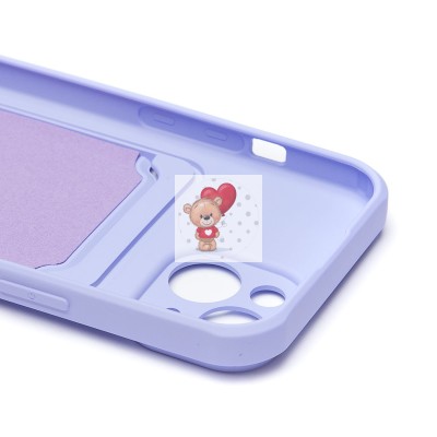 Чехол-накладка для Apple iPhone 15 (светло-фиолетовый) - SC304 с картхолдером