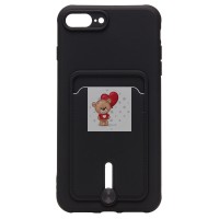 Чехол-накладка для Apple iPhone 7 Plus (черный) - SC304 с картхолдером