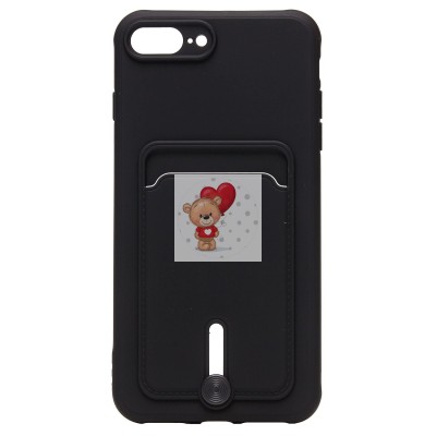 Чехол-накладка для Apple iPhone 8 Plus (черный) - SC304 с картхолдером