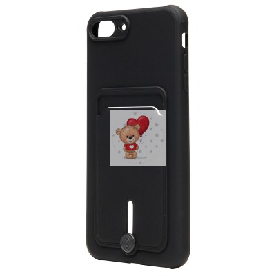 Чехол-накладка для Apple iPhone 8 Plus (черный) - SC304 с картхолдером