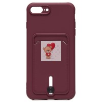 Чехол-накладка для Apple iPhone 7 Plus (бордовый) - SC304 с картхолдером