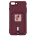 Чехол-накладка для Apple iPhone 7 Plus (бордовый) - SC304 с картхолдером