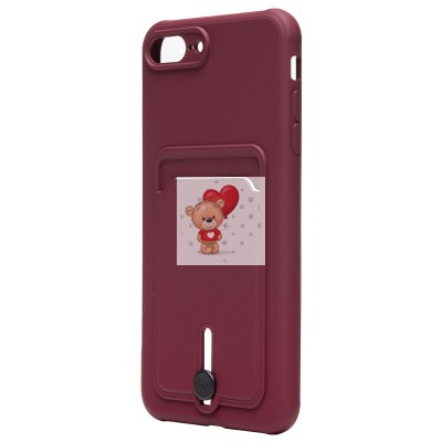 Чехол-накладка для Apple iPhone 7 Plus (бордовый) - SC304 с картхолдером