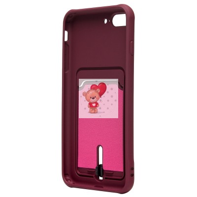 Чехол-накладка для Apple iPhone 7 Plus (бордовый) - SC304 с картхолдером